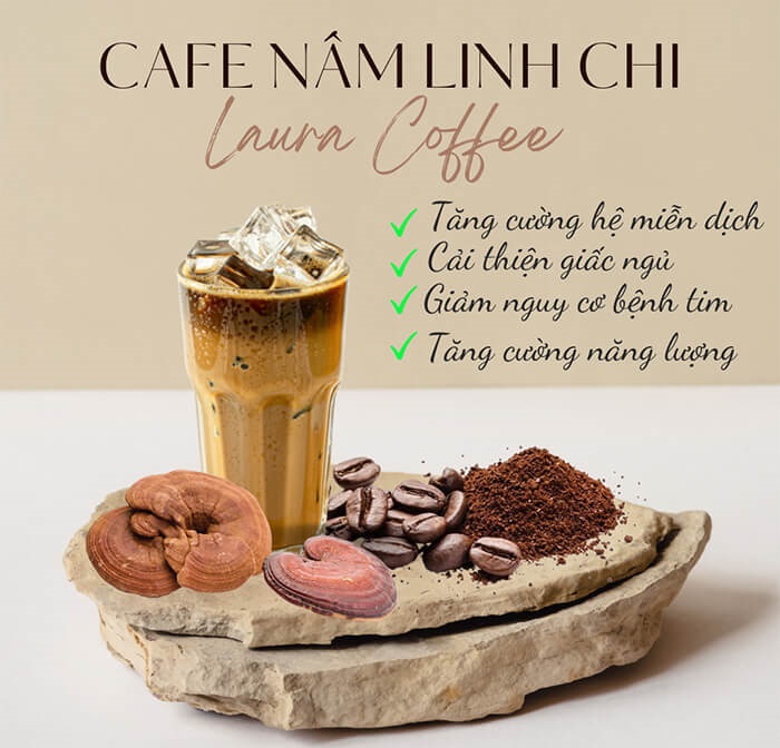 Cà phê Nấm Linh Chi Laura Sunshine Nhật Kim Anh (Hộp 10 gói)